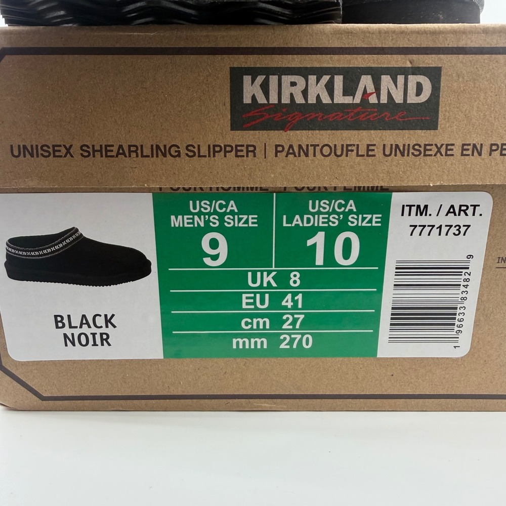 Kirkland Signature Unisex Shearling Slipper Black Mens 9 Womens 10‎ 7771737 NEW - Picture 4 of 6